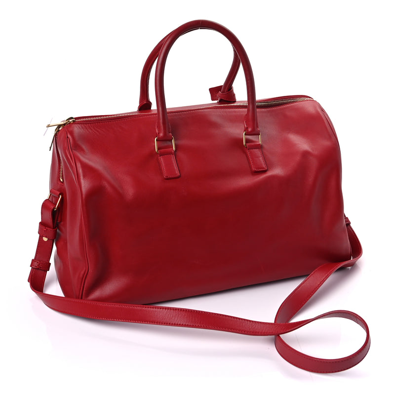  Saint Laurent Calfskin Classic Duffle 12 Bag Red