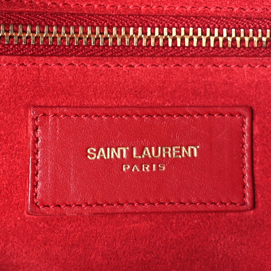 Saint Laurent Calfskin Classic Duffle 12 Bag Red Image 5