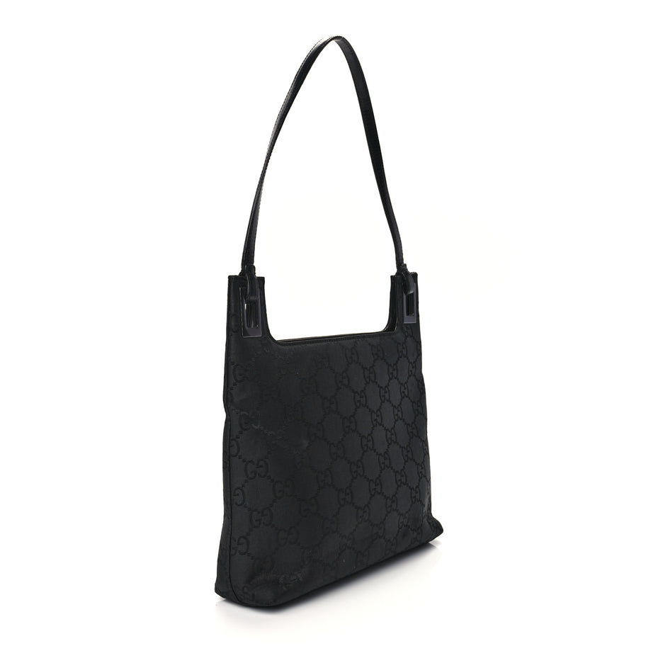 Gucci Nylon Monogram Shoulder Bag Black Image 2