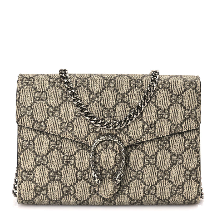 Gucci GG Supreme Monogram Mini Dionysus Chain Wallet Beige Taupe Image 1
