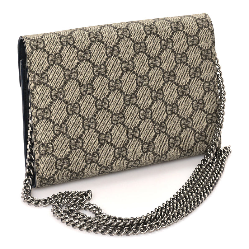  Gucci GG Supreme Monogram Mini Dionysus Chain Wallet Beige Taupe