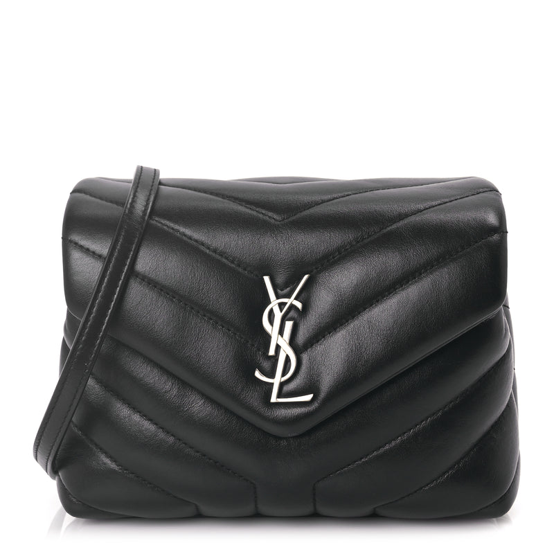  Saint Laurent Calfskin Y Quilted Monogram Toy Loulou Crossbody Bag Black