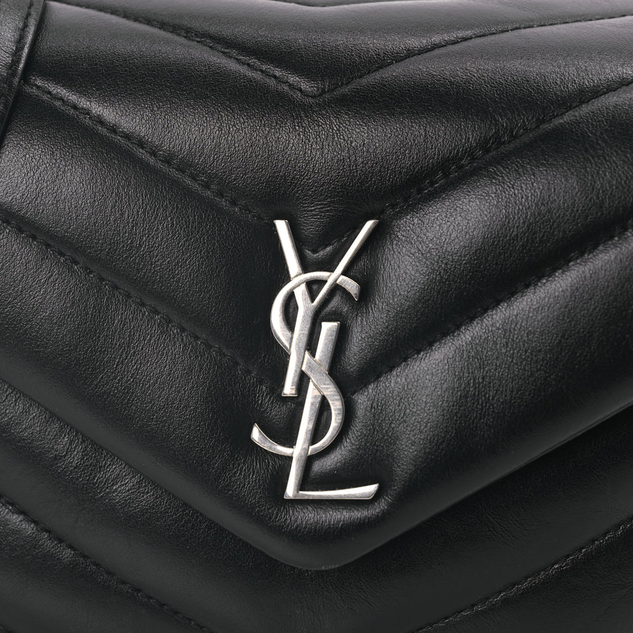 Saint Laurent Calfskin Y Quilted Monogram Toy Loulou Crossbody Bag Black Image 6