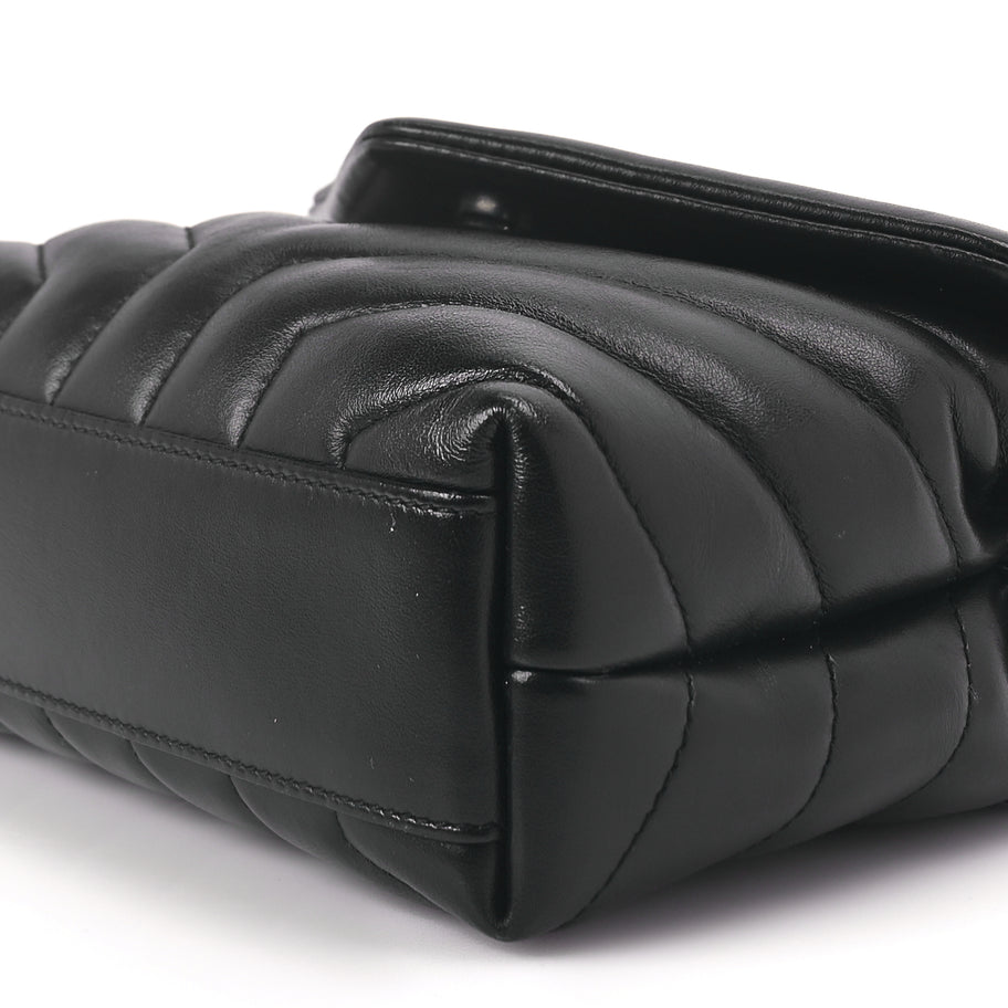 Saint Laurent Calfskin Y Quilted Monogram Toy Loulou Crossbody Bag Black Image 8