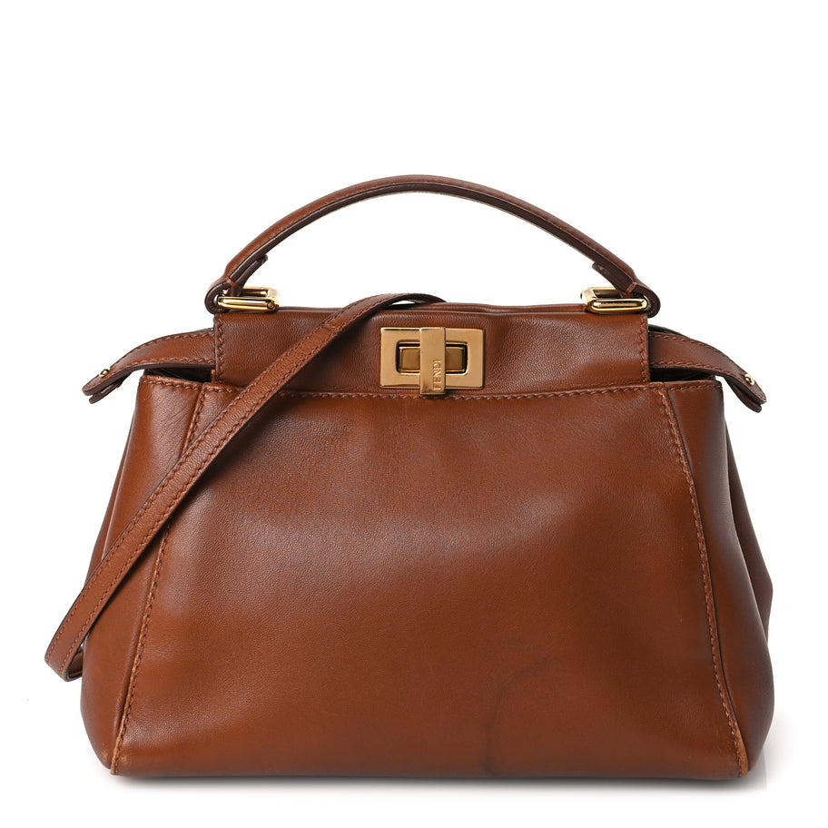 Fendi Nappa Mini Peekaboo Iconic Satchel Corteccia Image 1