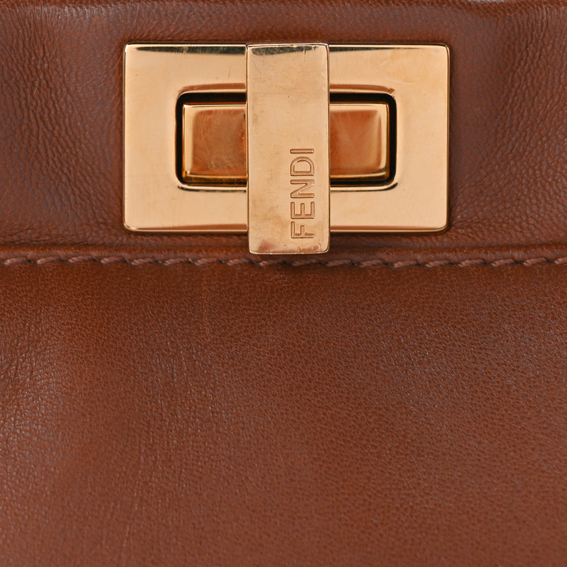  Fendi Nappa Mini Peekaboo Iconic Satchel Corteccia