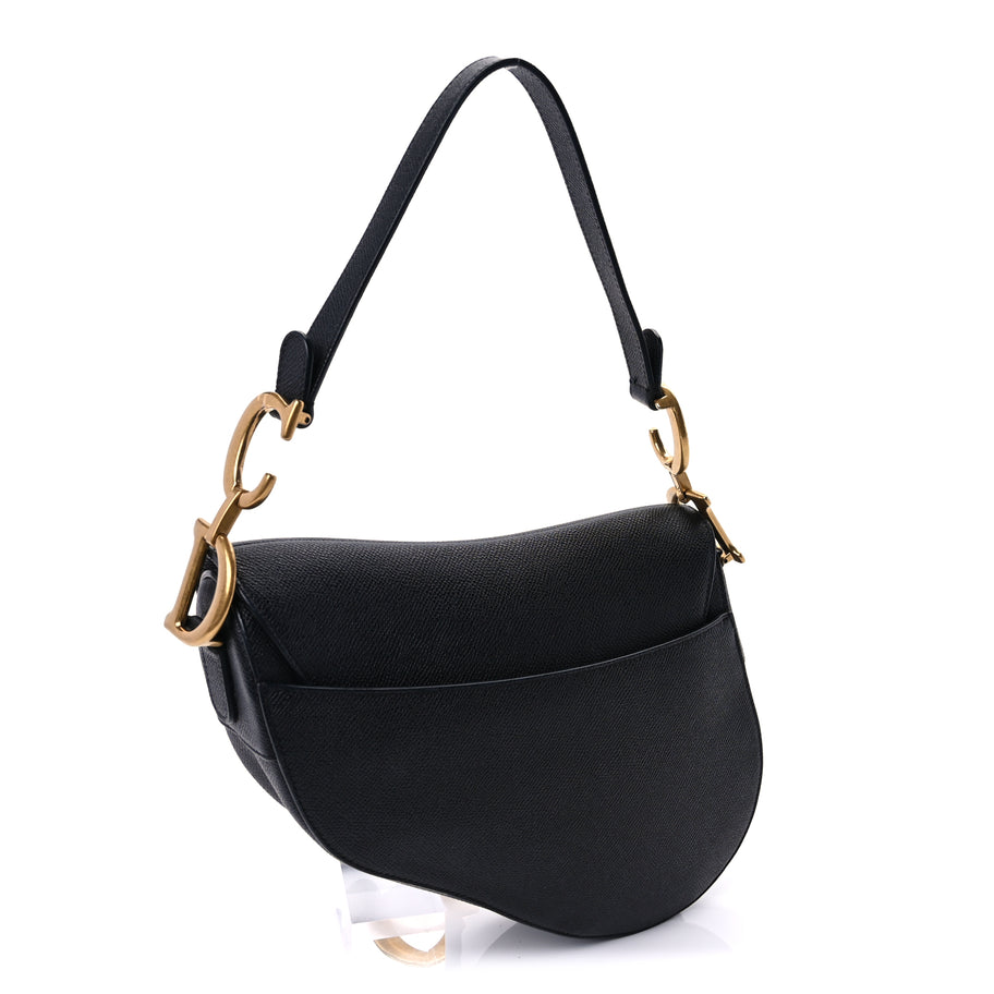 Christian Dior Grained Calfskin Saddle Bag  Black Image 2