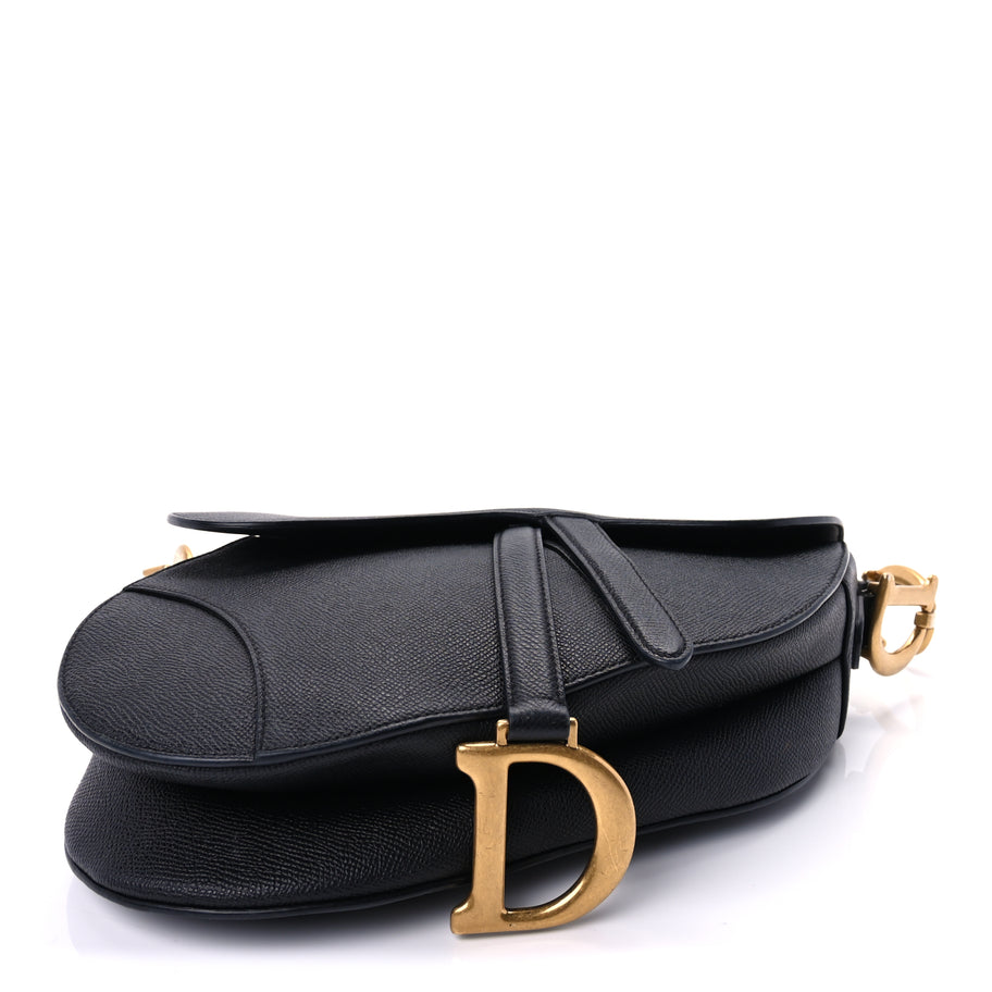 Christian Dior Grained Calfskin Saddle Bag  Black Image 3