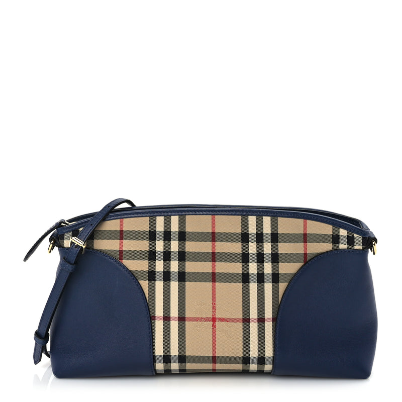  Burberry Horseferry Check Small Chichester Crossbody Clutch Bag Blue