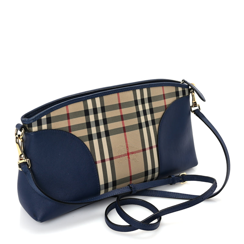  Burberry Horseferry Check Small Chichester Crossbody Clutch Bag Blue