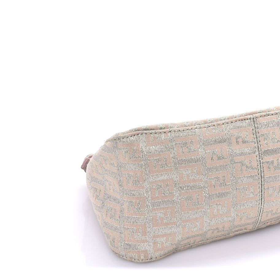 Fendi Metallic Jacquard Zucchino Suede Mini Mama Baguette  Cipria Argento Grigio Image 7