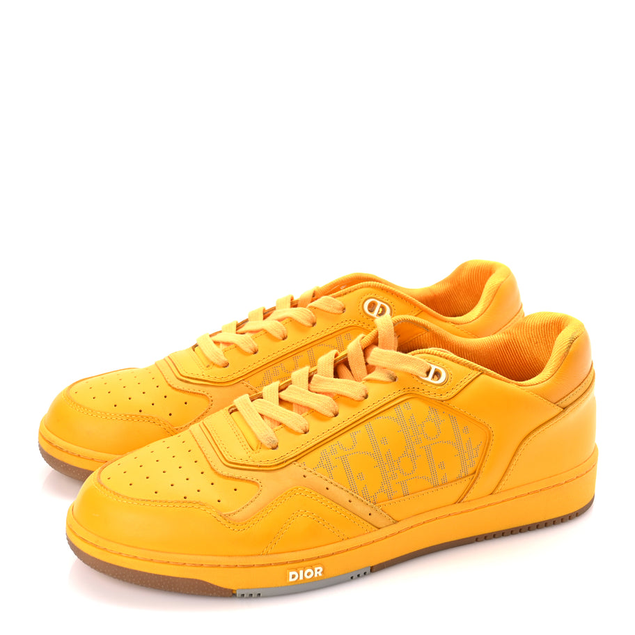 Christian Dior Smooth Calfskin Oblique Galaxy Mens B27 Low Top Sneakers 45 Yellow Image 3