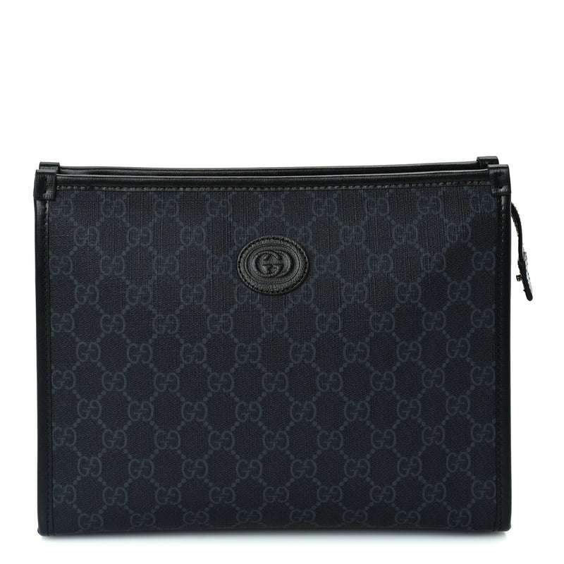  Gucci GG Supreme Monogram Azalea Calfskin Retro Interlocking G Beauty Case  Black