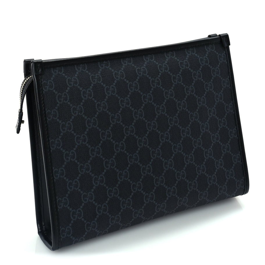 Gucci GG Supreme Monogram Azalea Calfskin Retro Interlocking G Beauty Case  Black Image 3
