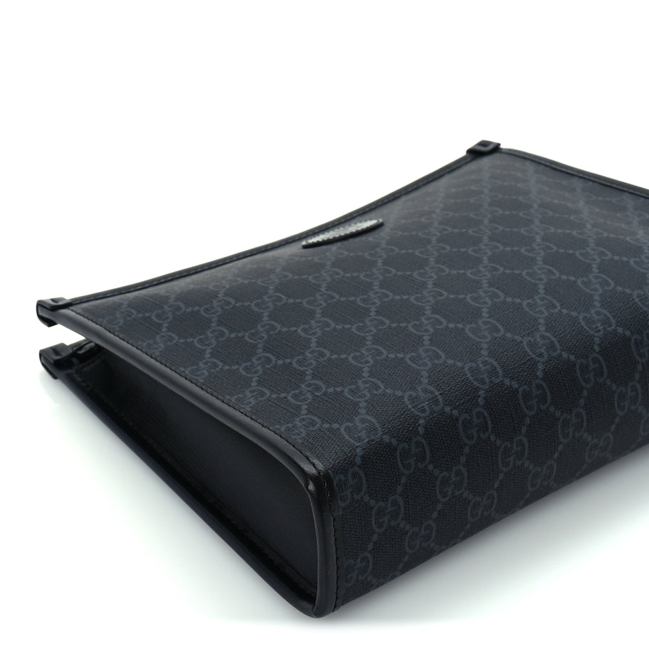 Gucci GG Supreme Monogram Azalea Calfskin Retro Interlocking G Beauty Case  Black Image 8