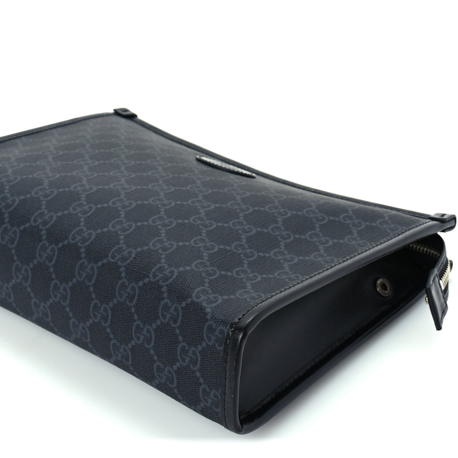 Gucci GG Supreme Monogram Azalea Calfskin Retro Interlocking G Beauty Case  Black Image 9