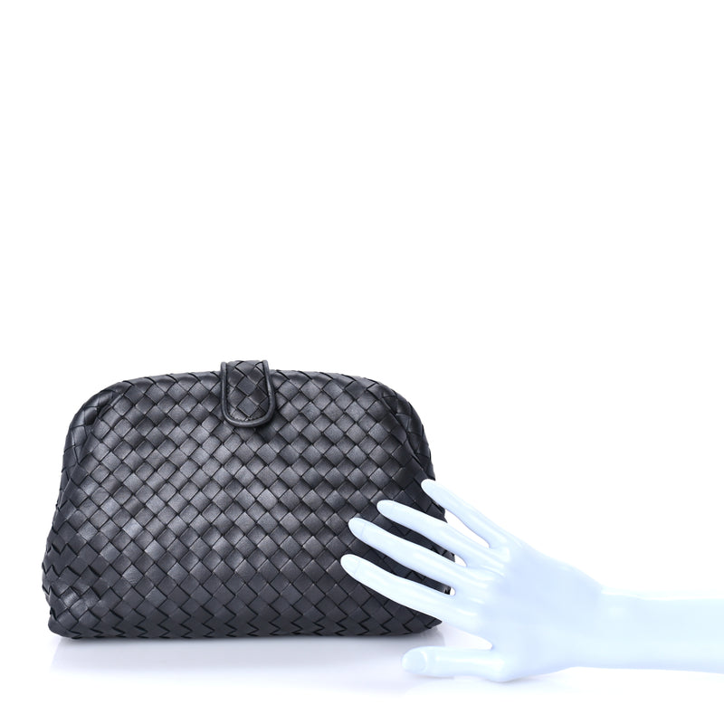  Bottega Veneta Nappa Intrecciato The Lauren 1980 Clutch Argento Ossidato