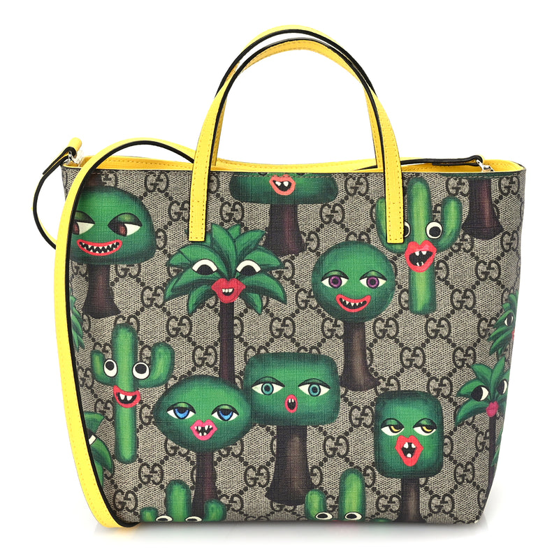  Gucci GG Supreme Monogram Smiling Plants Childrens Tote  Multicolor