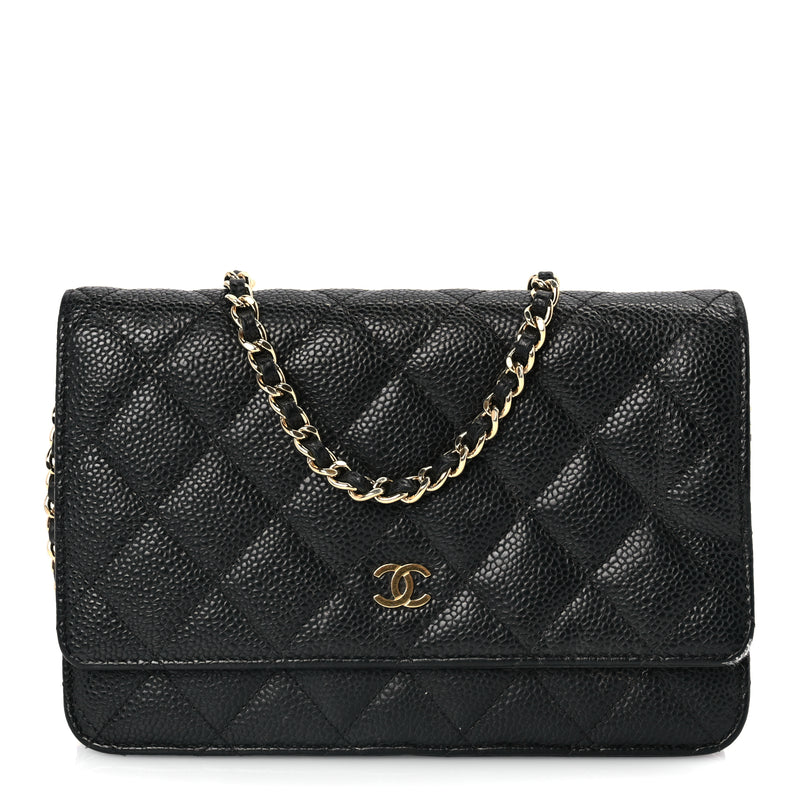  Chanel Caviar Quilted Wallet On Chain WOC Black