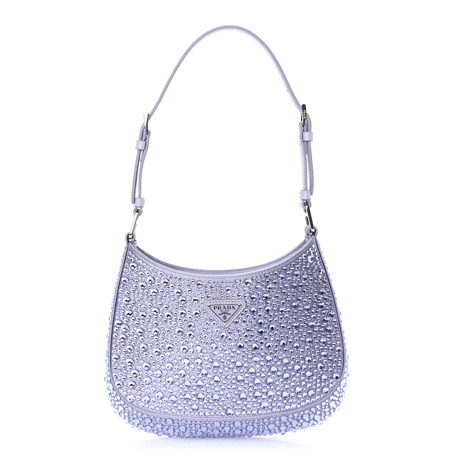 Prada Satin Crystal Cleo Adjustable Strap Shoulder Bag  Glicine Image 1