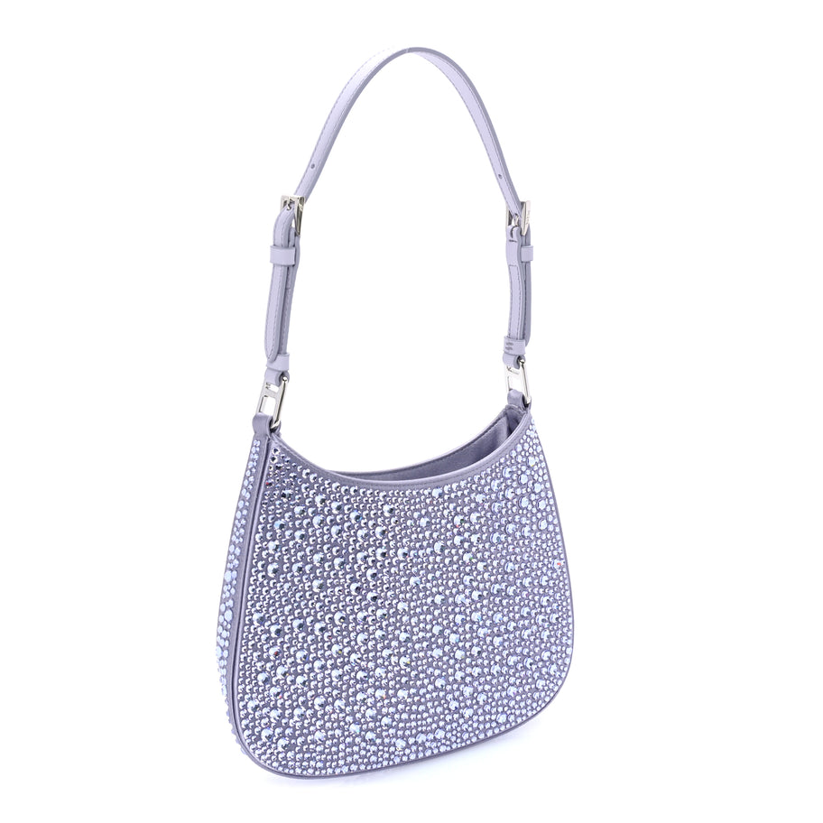 Prada Satin Crystal Cleo Adjustable Strap Shoulder Bag  Glicine Image 2