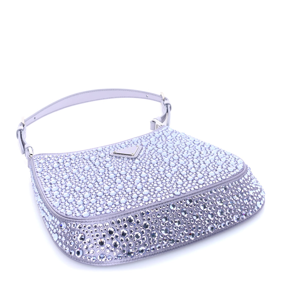 Prada Satin Crystal Cleo Adjustable Strap Shoulder Bag  Glicine Image 3