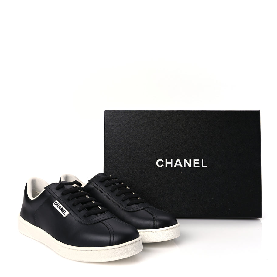 Chanel Calfskin CC Womens Sneakers 39 Black Image 8