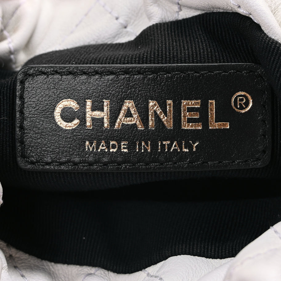 Chanel Calfskin Quilted Pearl Mini About Pearls Drawstring Bucket Bag White Image 5
