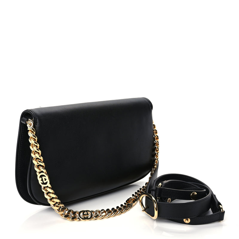  Gucci Roxy Calfskin Blondie Chain Shoulder Flap Bag Black