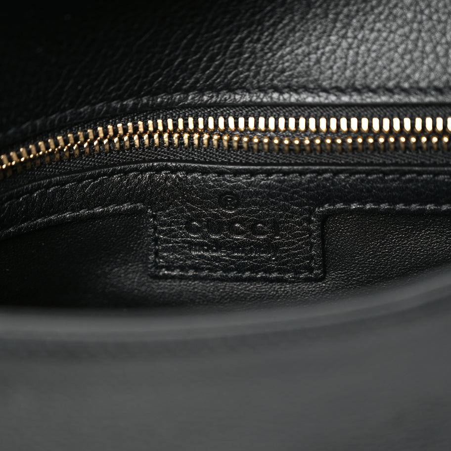 Gucci Roxy Calfskin Blondie Chain Shoulder Flap Bag Black Image 5