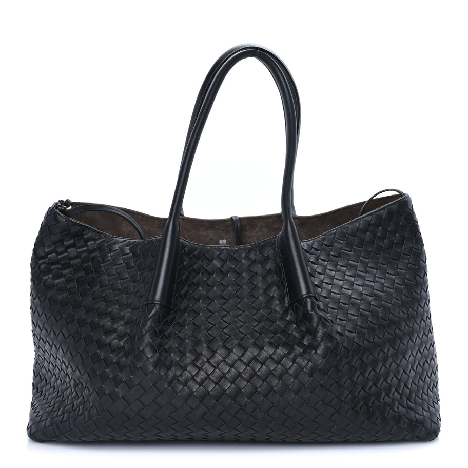Bottega Veneta Calfskin Intrecciato Pinacoteca Reversible Tote Black Fondant Image 1
