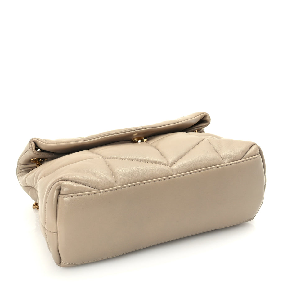 Saint Laurent Lambskin Quilted Small Loulou Puffer Monogram Chain Satchel Dark Beige Dark Beige Image 3
