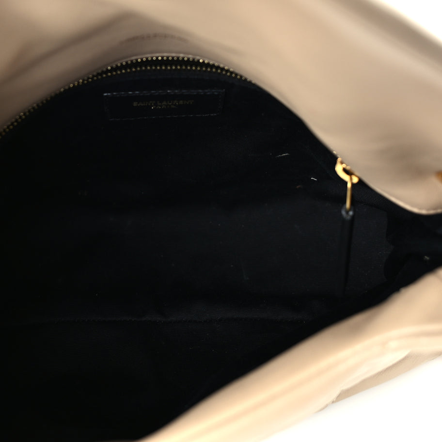 Saint Laurent Lambskin Quilted Small Loulou Puffer Monogram Chain Satchel Dark Beige Dark Beige Image 4