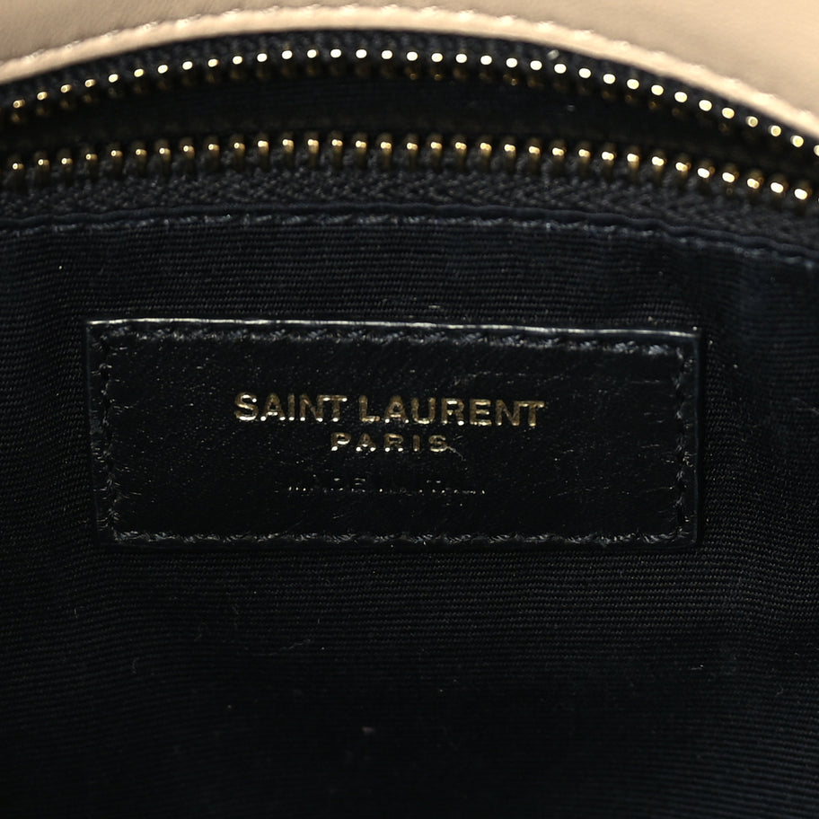 Saint Laurent Lambskin Quilted Small Loulou Puffer Monogram Chain Satchel Dark Beige Dark Beige Image 5