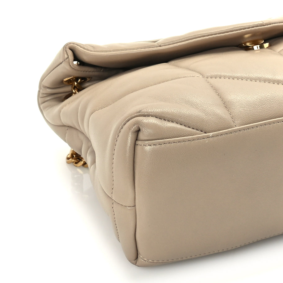 Saint Laurent Lambskin Quilted Small Loulou Puffer Monogram Chain Satchel Dark Beige Dark Beige Image 7
