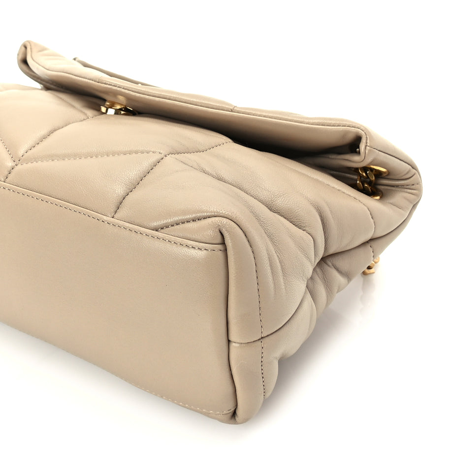 Saint Laurent Lambskin Quilted Small Loulou Puffer Monogram Chain Satchel Dark Beige Dark Beige Image 8