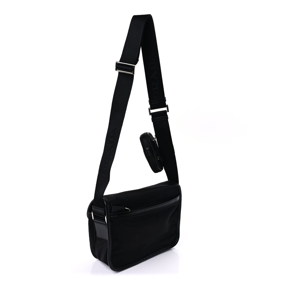 Prada Re-Nylon Saffiano Pocket Double Snap Buckle Shoulder Bag