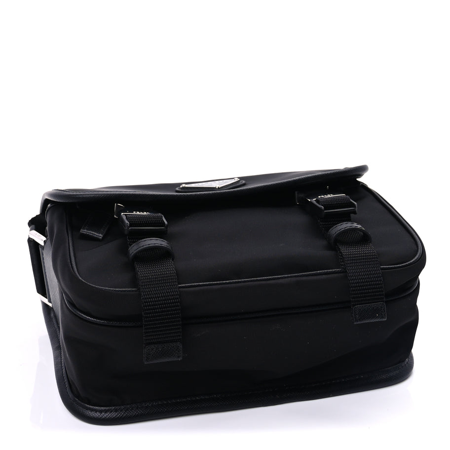Prada Re-Nylon Saffiano Pocket Double Snap Buckle Shoulder Bag