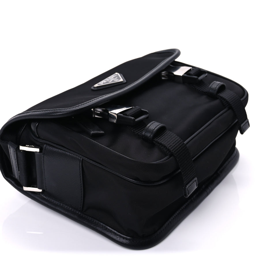 Prada Re-Nylon Saffiano Pocket Double Snap Buckle Shoulder Bag