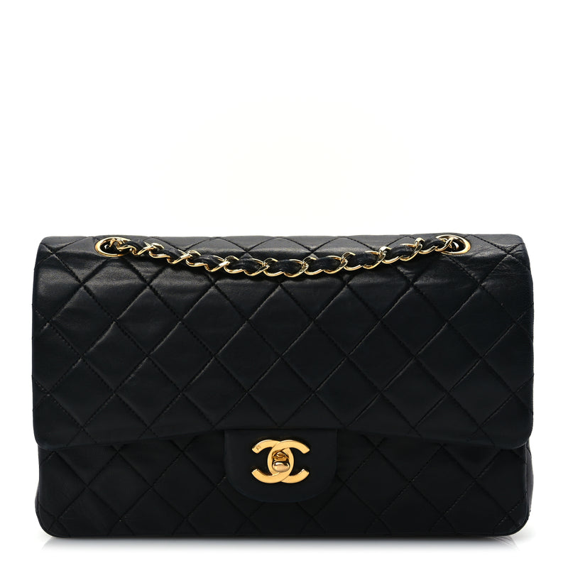  Chanel Lambskin Quilted Medium Double Flap Black