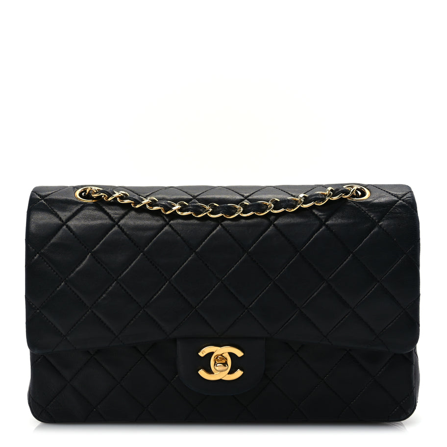 Chanel Lambskin Quilted Medium Double Flap Black Image 1