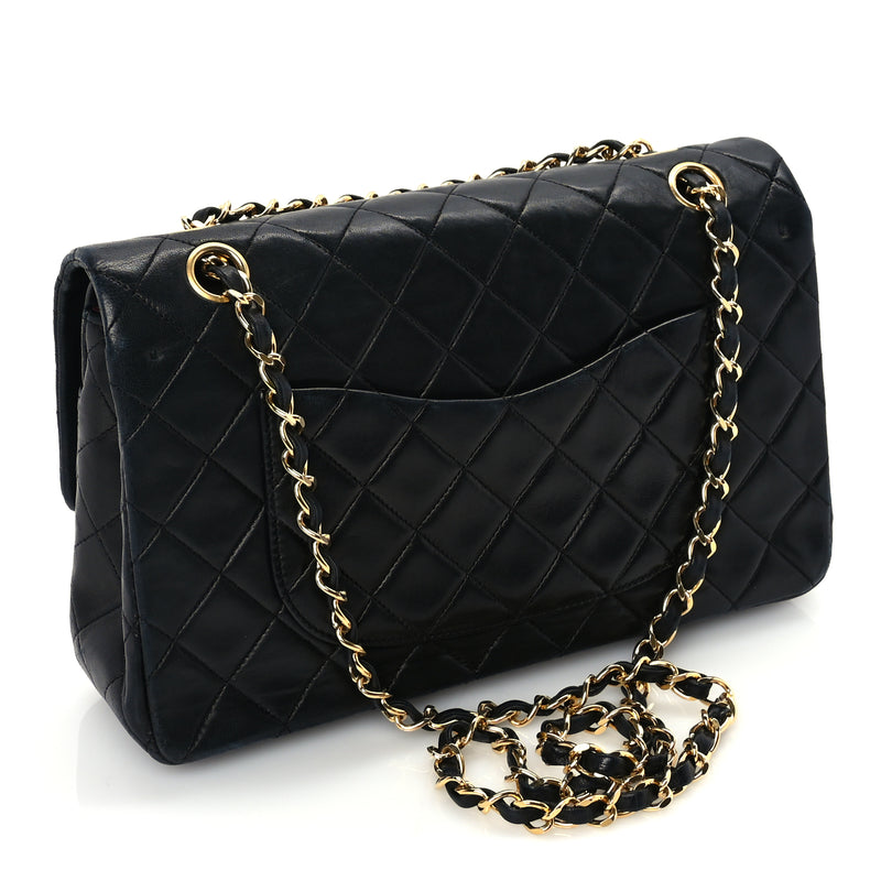  Chanel Lambskin Quilted Medium Double Flap Black