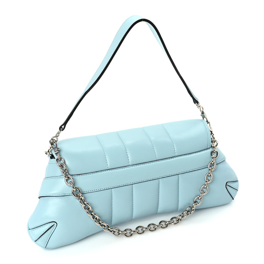 Gucci Nappa Vertical Matelasse Medium Maxi Horsebit Chain Shoulder Bag Crystal Snow Image 2