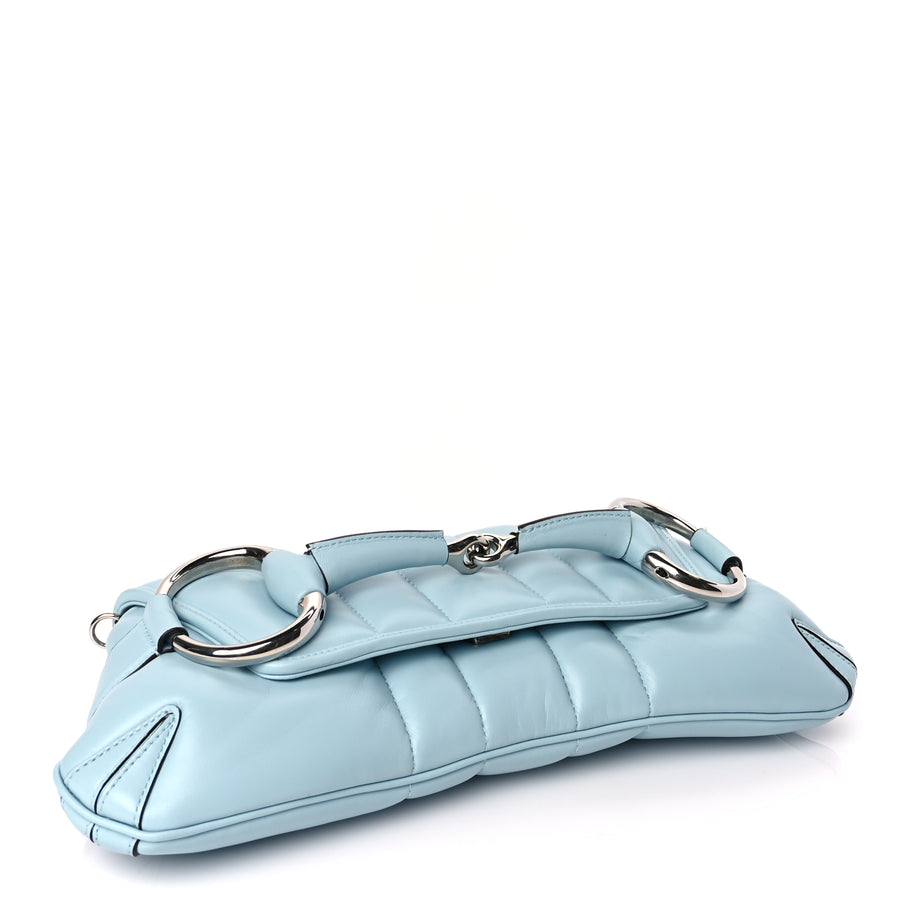 Gucci Nappa Vertical Matelasse Medium Maxi Horsebit Chain Shoulder Bag Crystal Snow Image 4