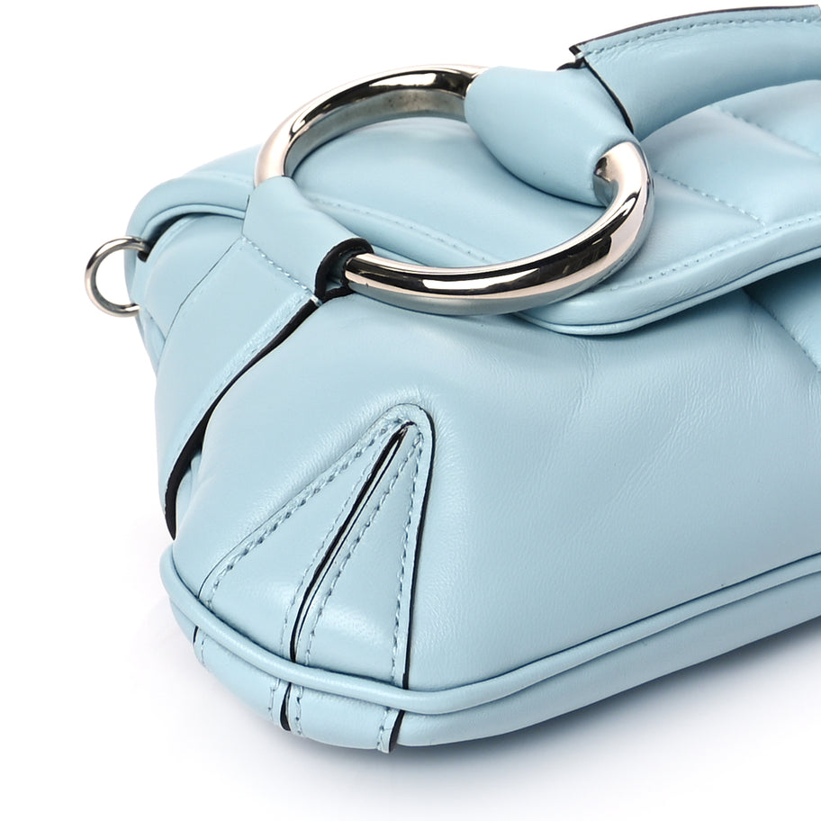 Gucci Nappa Vertical Matelasse Medium Maxi Horsebit Chain Shoulder Bag Crystal Snow Image 8