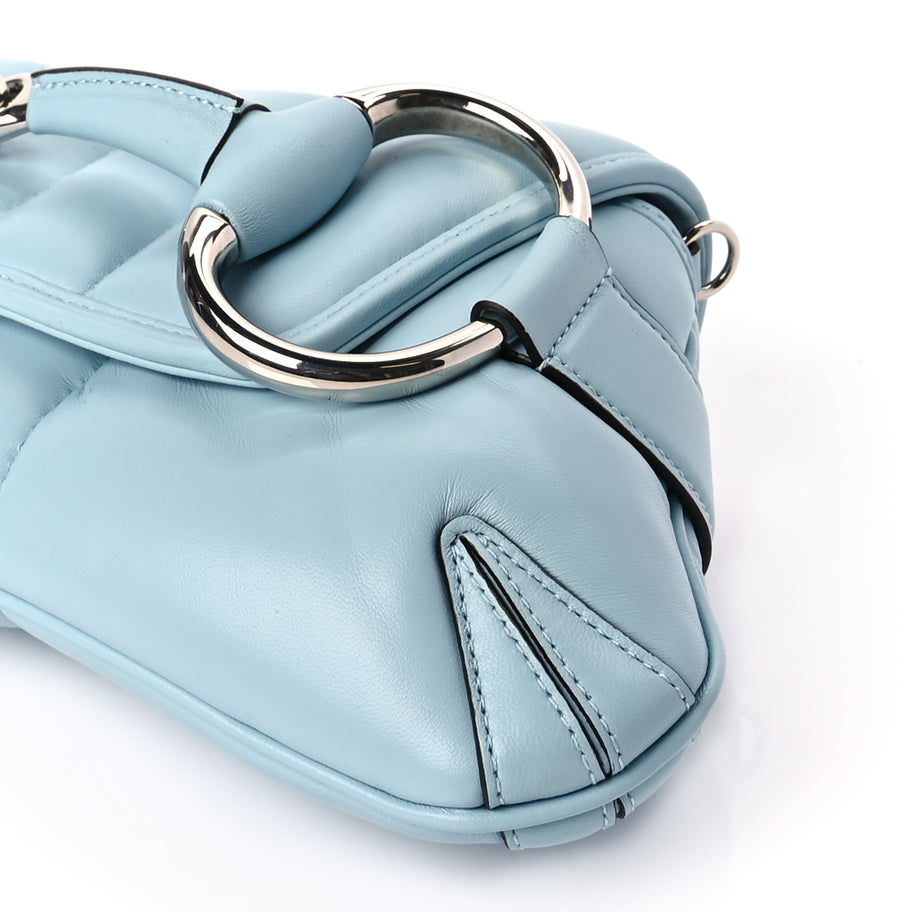 Gucci Nappa Vertical Matelasse Medium Maxi Horsebit Chain Shoulder Bag Crystal Snow Image 9