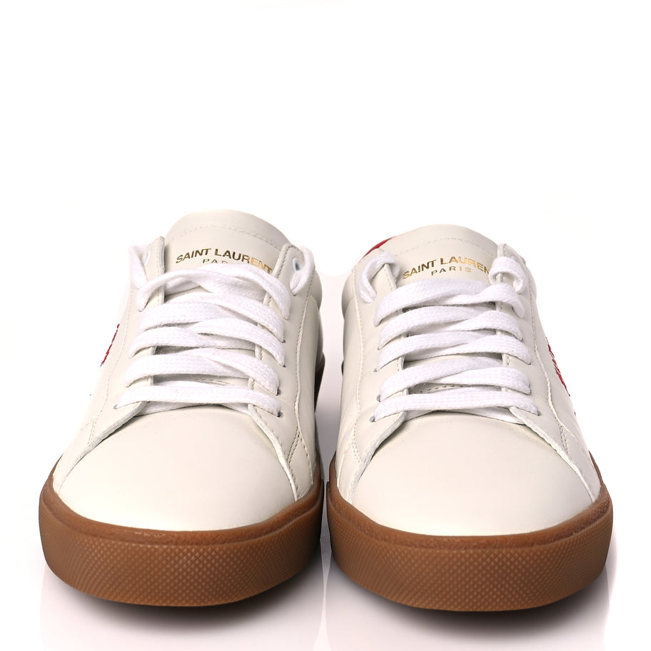 Saint Laurent Calfskin Embroidered Court Classic Sneakers 41 Red Nero Image 2