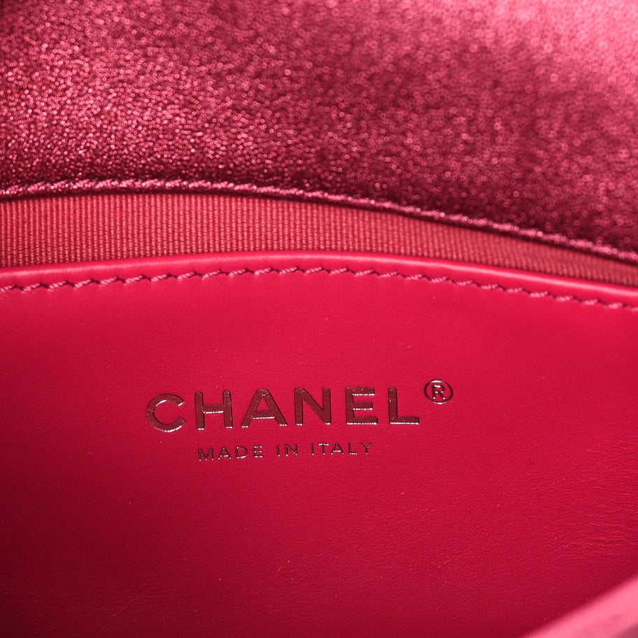 Chanel Metallic Lambskin Quilted Mini Lacquered Chain Flap  Pink Image 5