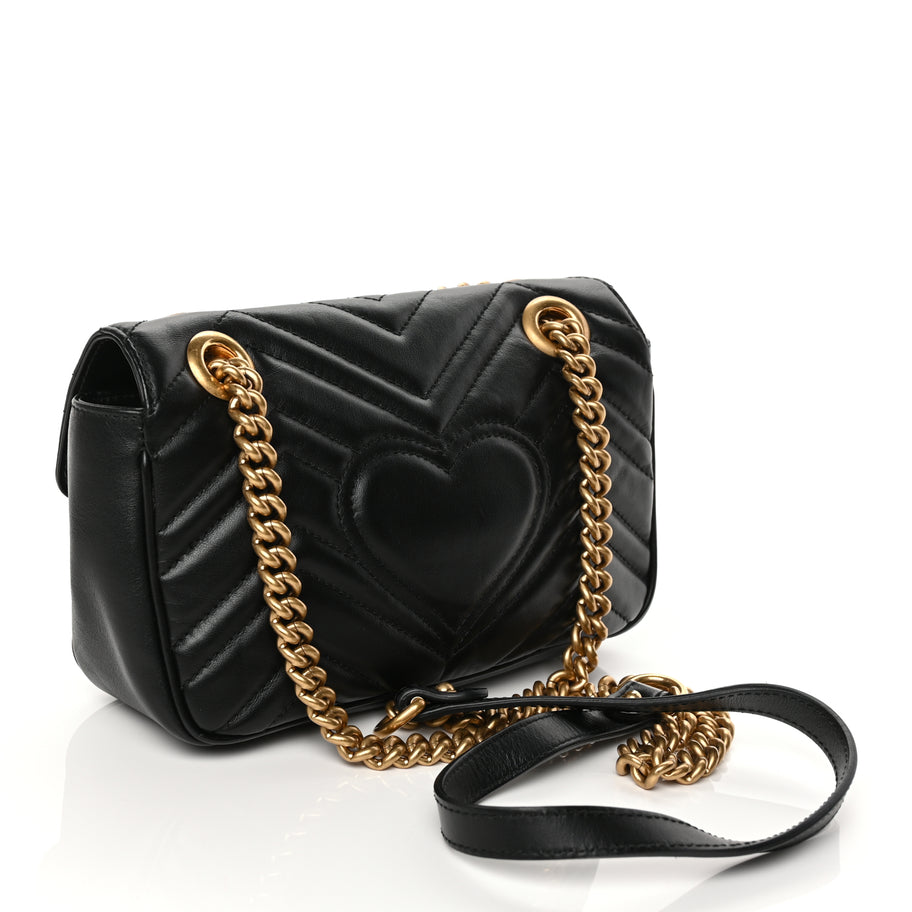 Gucci Calfskin Matelasse Mini GG Marmont Shoulder Bag Black Image 2