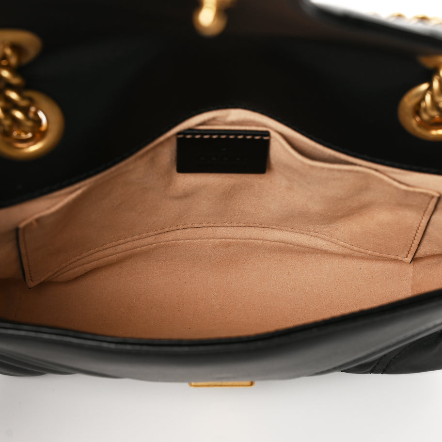 Gucci Calfskin Matelasse Mini GG Marmont Shoulder Bag Black Image 4